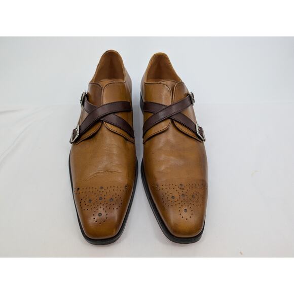 Paul Fredrick Made In Italy Men\'s 12M Double Monk Strap Loafer Classic Leather